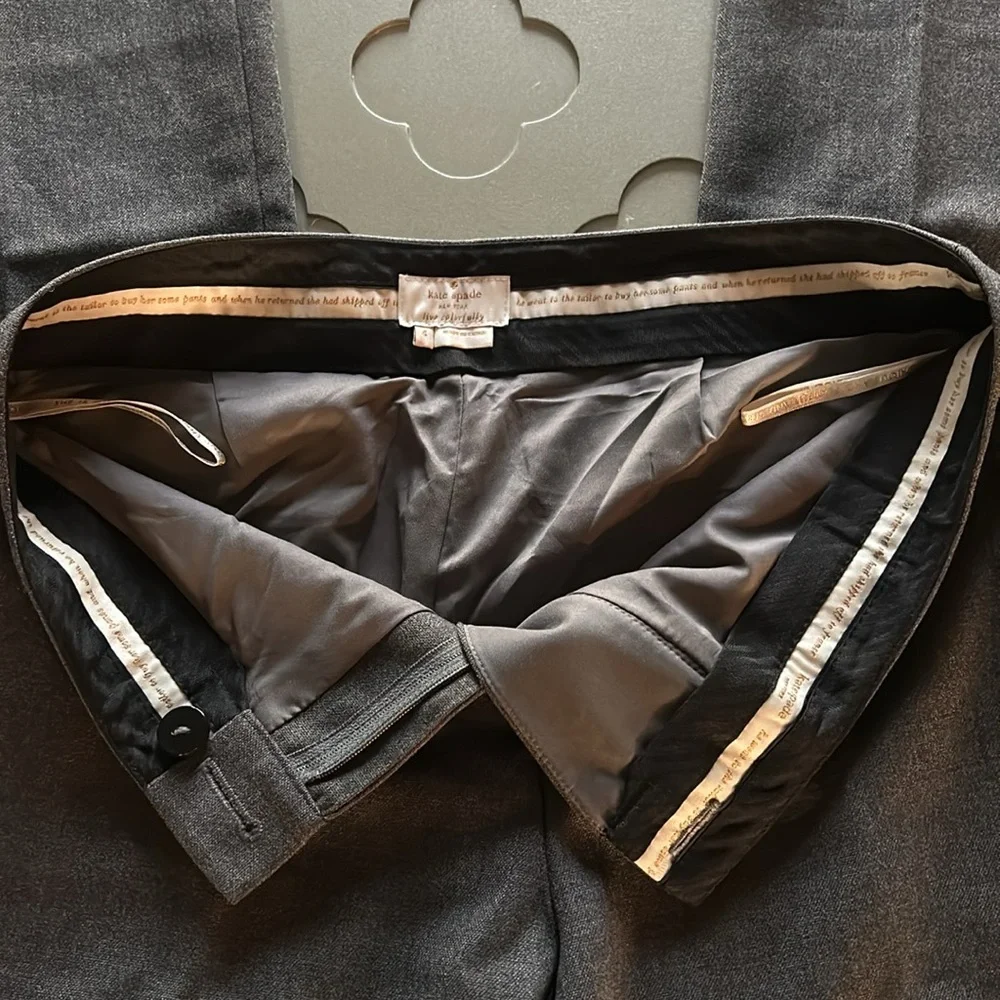 KATE SPADE New York Ali Flared Trousers Gray Wool Blend Pant Size 4 Women’s